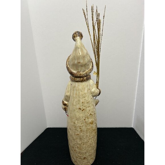 Ceramic Snowman Figurine Glitter Twig & Red Nose Festive Winter Holiday Decor - Picture 2 of 12